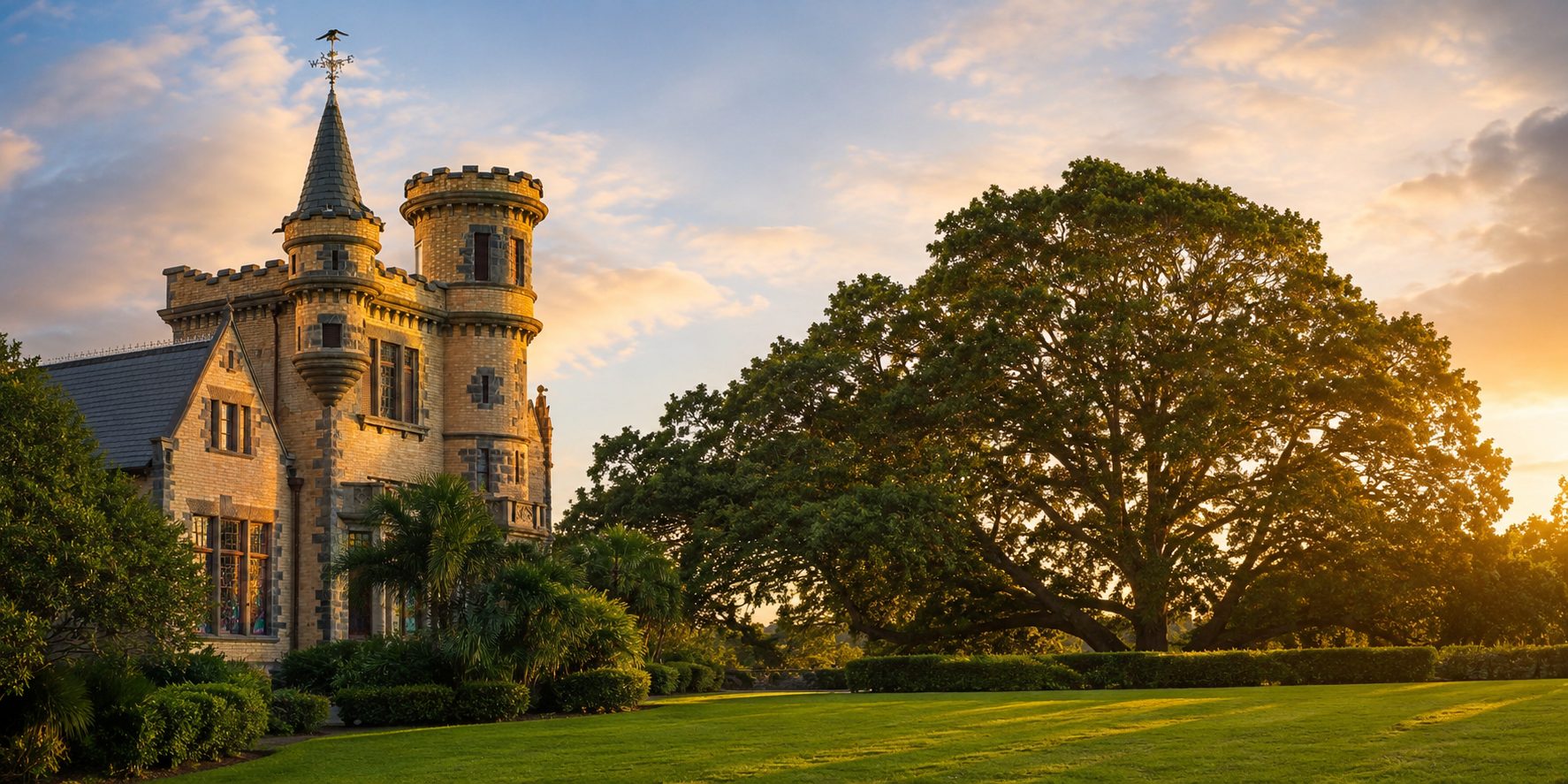 Stollmeyer's Castle, Port of Spain, at golden hour